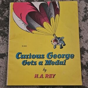 Vintage Curious George Gets a Medal by Rey, H.A. Paperback Book 1974